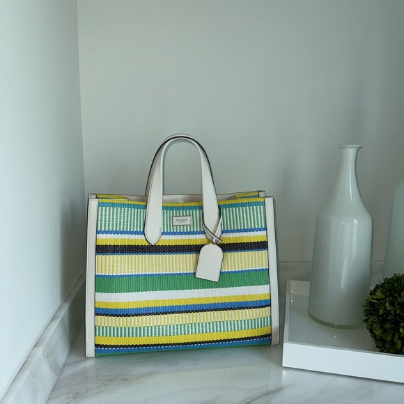 Kate Spade Manhattan striped woven tote - Picture 1 of 11